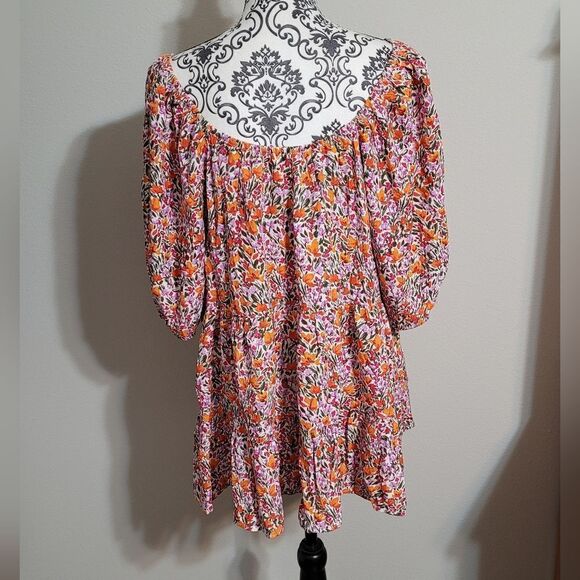 Women's Plus Size Puff‎ Sleeve Square Neck Babydoll fall Top - Picture 6 of 10